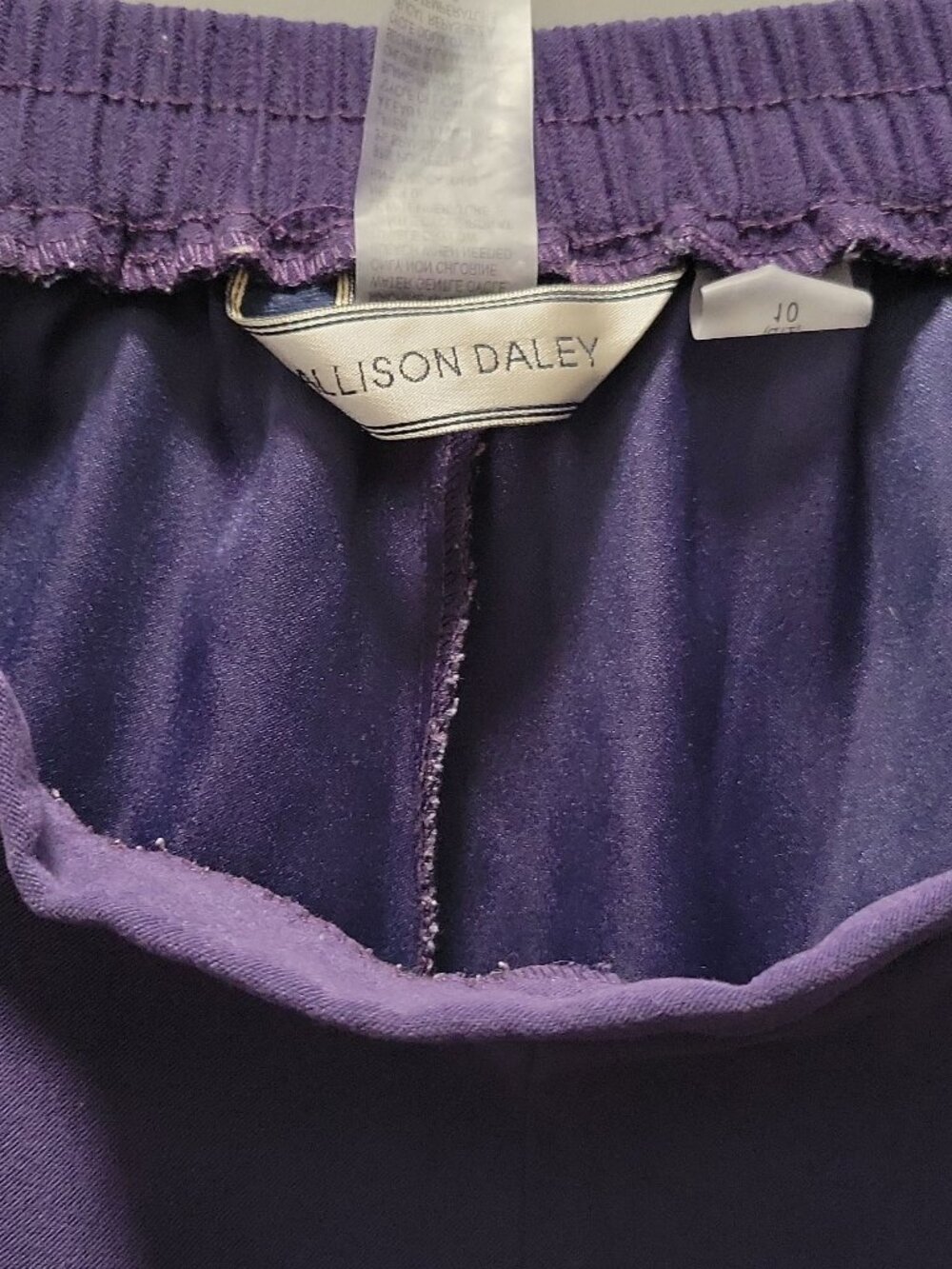 Allison Daley Pull-On Pants Womens 10 Purple Elastic Waist - comfy,relax,yoga - Picture 5 of 7